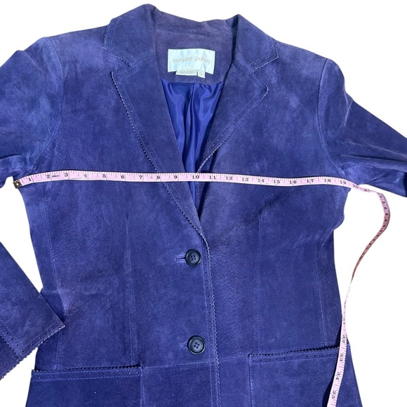 Margaret Godfrey vintage purple suede leather button up jacket duster 70s trench - Picture 6 of 7